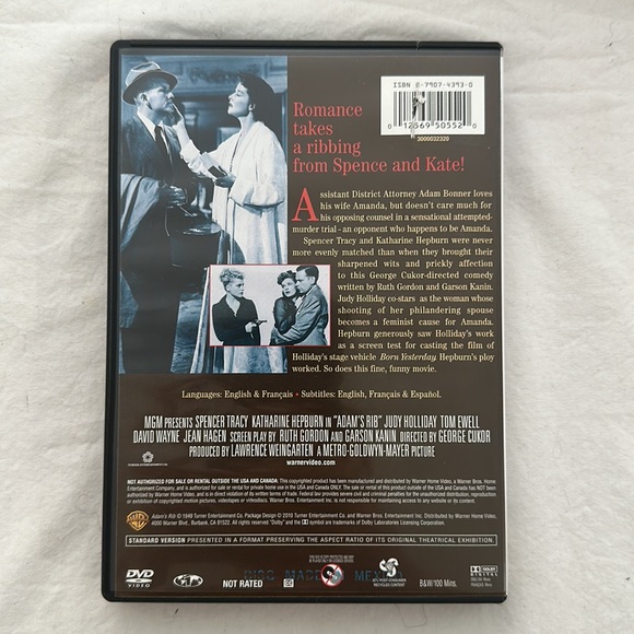 Adam's‎ Ribb- Spencer a tracy & Katharine Hepburn DVD - Golden Oldie 💓 - Picture 2 of 2